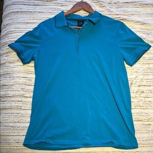 Armani Exchange Blue Polo Shirt Premium Cotton Classic